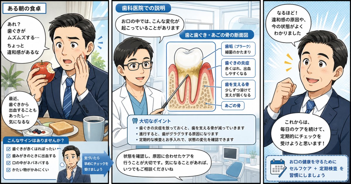 歯がぐらつく…歯周病の放置で歯が抜けるリスクと手遅れ前の症状