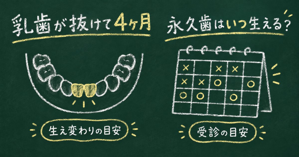 乳歯脱落後4ヶ月、永久歯が生えないのは正常範囲?受診の目安