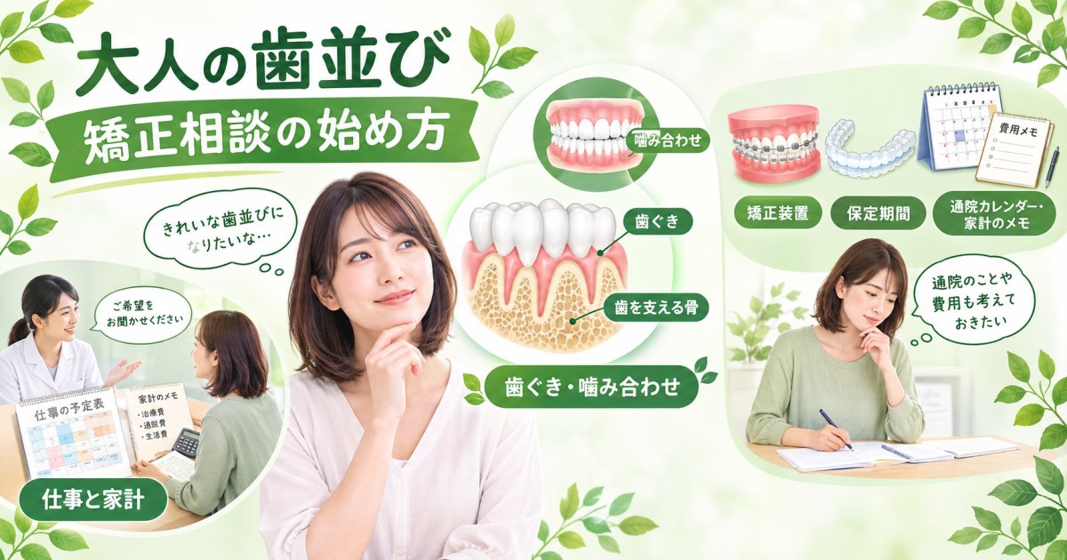大人の歯並びを治したい｜仕事と家計を考える矯正相談の始め方