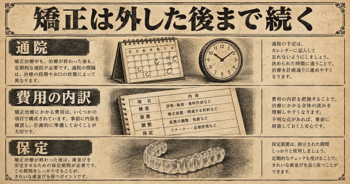 通院と家計は、装置を外した後まで見通す